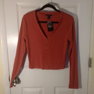 Long-Sleeve Salmon Shirt with Decorative Buttons
